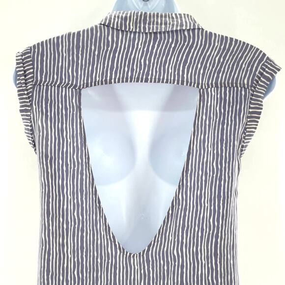 Melrose and Market Blue Stripe Lightweight Cut Out Midi Cover Up Top S - Picture 9 of 13
